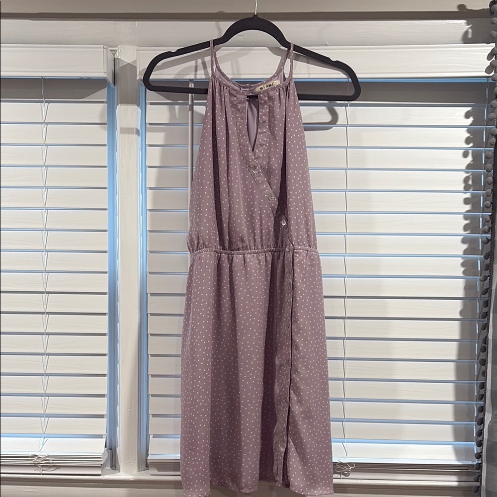Miami Lavender Polka Dot Halter Dress